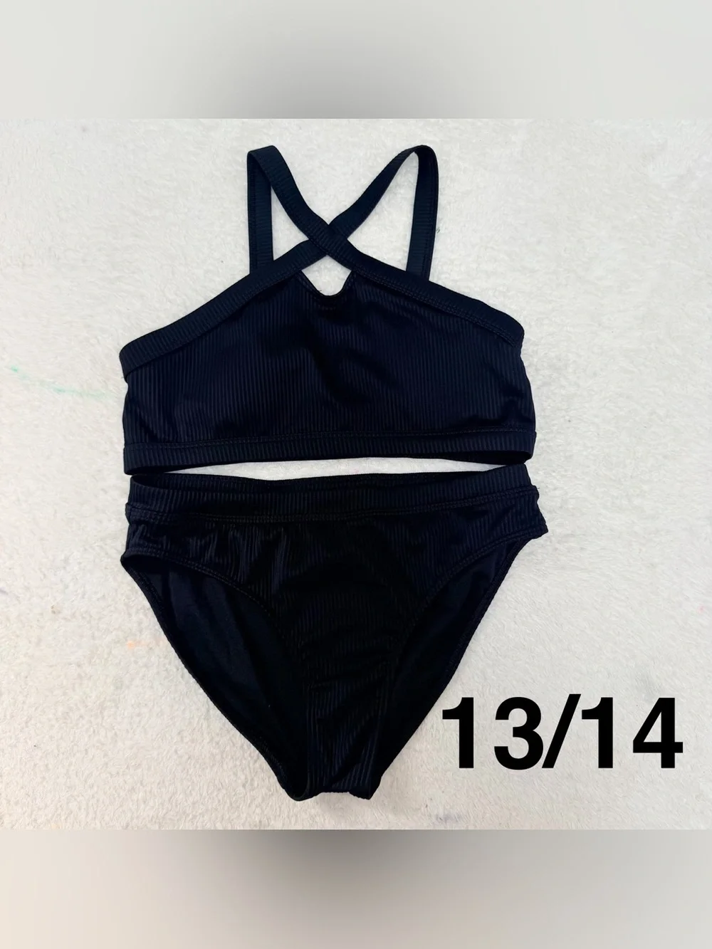 Abercrombie kids girls Black Ribbed Two-Piece Bikini Set